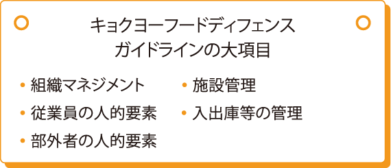 キョクヨーフードディフェンスガイドラインの大項目